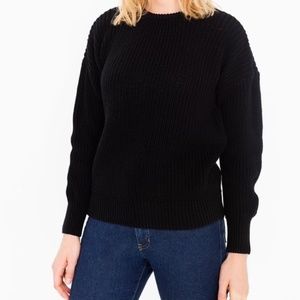 AMERICAN APPAREL Black Fisherman 100% Combed Cotton Pullover Sweater ~ X-Small